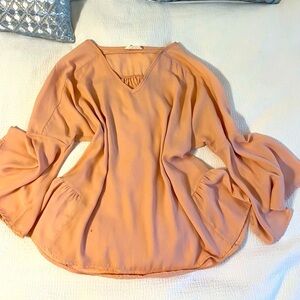 Pink Ruffled 3/4 Sleeve Blouse